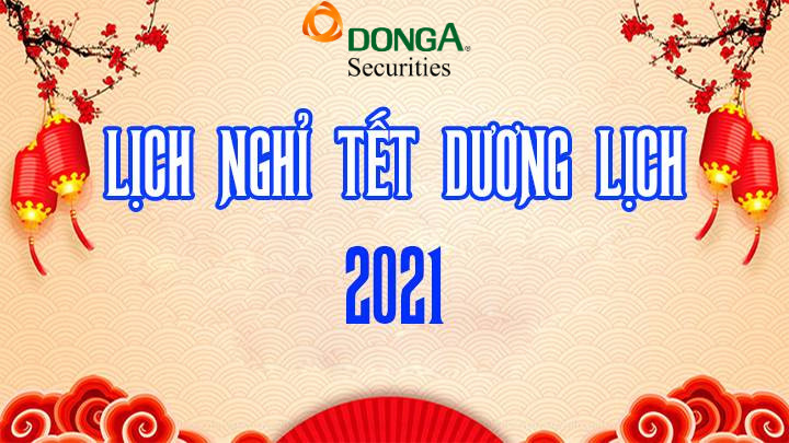 Thông báo lịch nghỉ Tết Dương lịch 2021